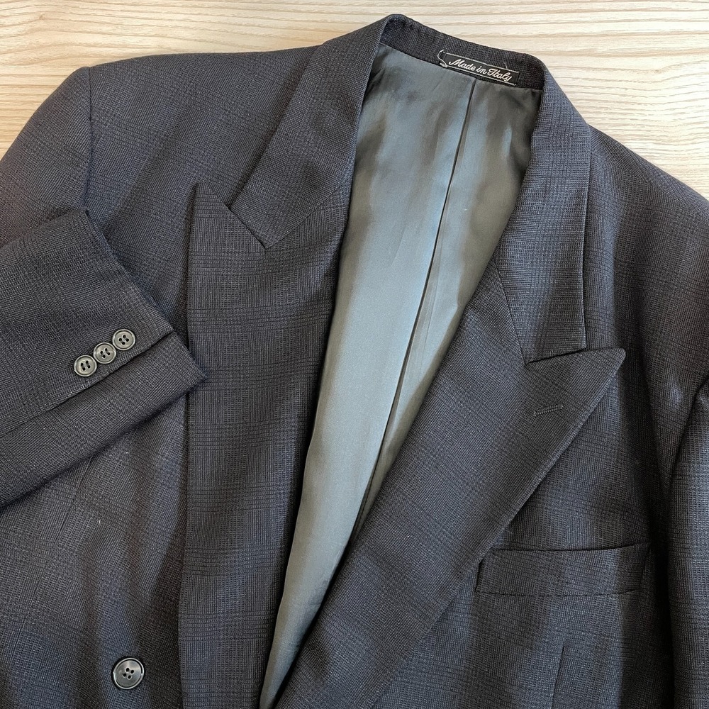 Giorgio Armani Le Collezioni Double Breasted Sport Coat Men 42R Gray 100% Wool